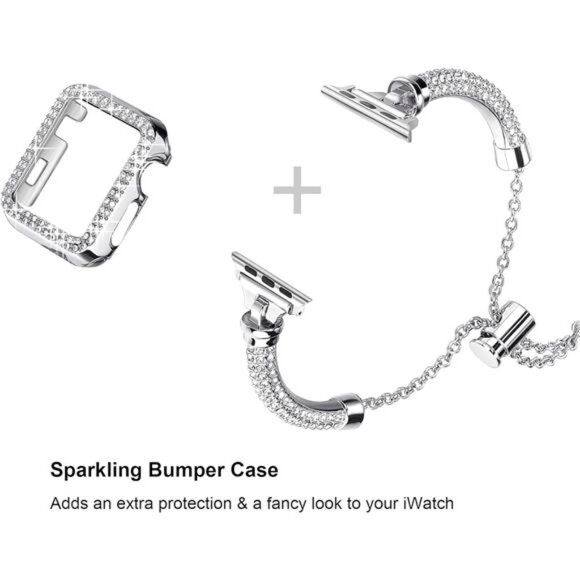 Bling Band & Case Compatible with Apple Watch Band 38mm 40mm 41mm 42mm 44mm 45mm - Picture 2 of 7